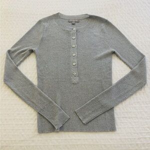 J. Crew Gray Women's Long Sleeve Henley Top